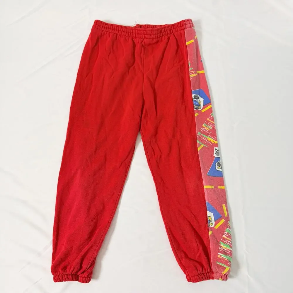 Vintage 90s Red Race Car Print Sweatpants Sz 4